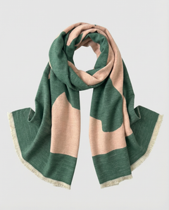 Green and beige horse-head motif wrap on a light gray background, view 1