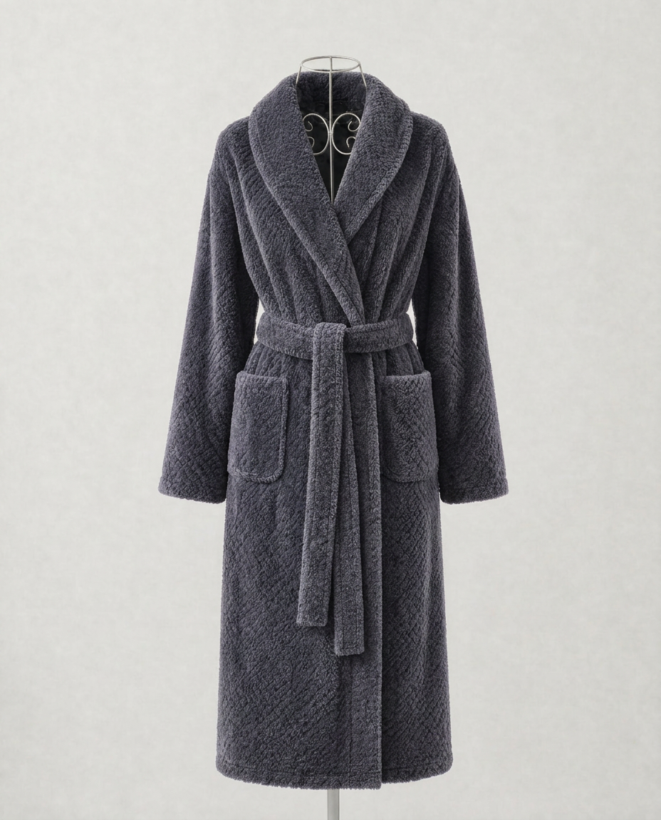 Charcoal Kristine robe with a soft, cozy texture and plush feel.