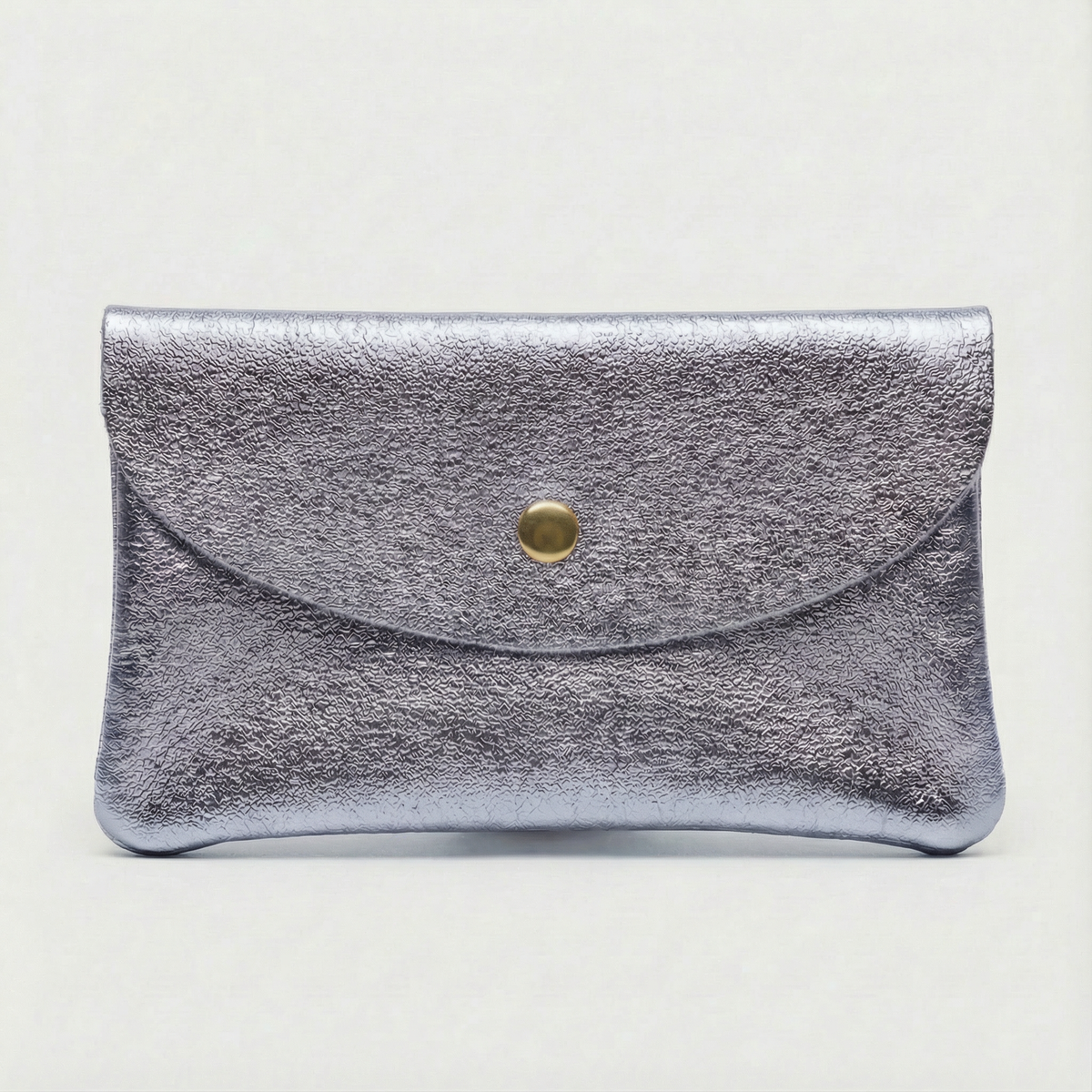 Lilac metallic leather wallet available in mini coin wallet, coin wallet, and cellphone wallet sizes.