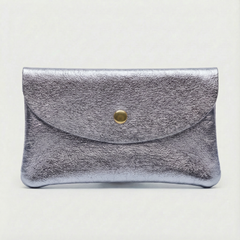 Lilac metallic leather wallet available in mini coin wallet, coin wallet, and cellphone wallet sizes., view 1