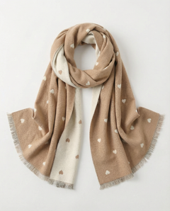 Wrap with small  hearts in Camel and Beige , view 1