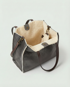 Metallic pewter leather Paris tote bag available in Paris Tote and Mini Paris Tote sizes., view 2