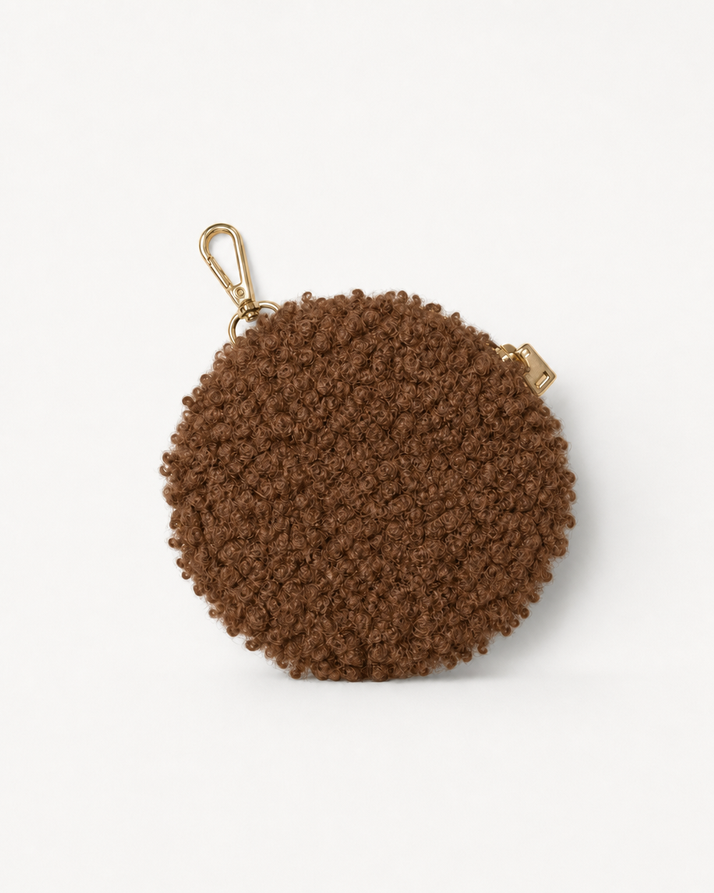 Soft teddy fabric coin wallet caramel in a stylish compact design for everyday essentials.