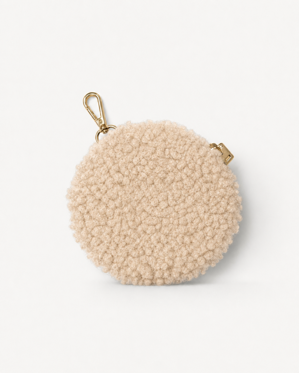 Soft teddy fabric coin wallet latte in a stylish compact design for everyday essentials.