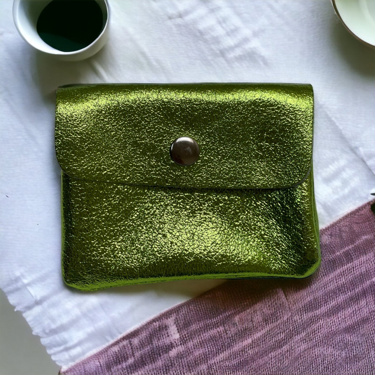 Mini Coin Wallet - Metalic Leather - Green