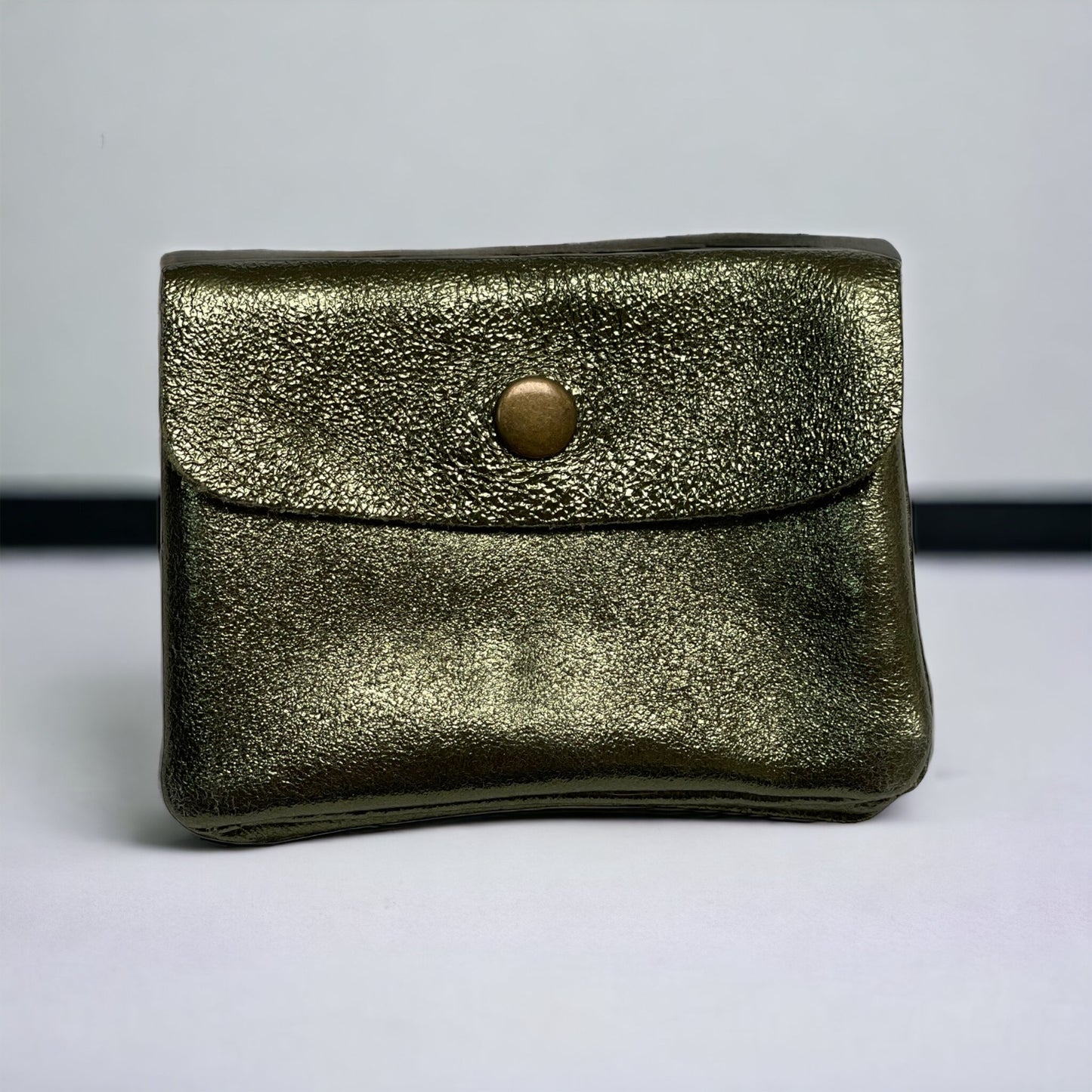 Mini Coin Wallet - Metalic Leather - Pistachio