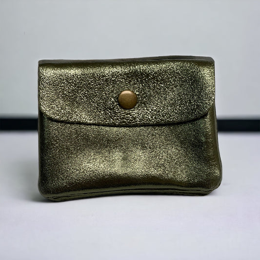 Mini Coin Wallet - Metalic Leather - Pistachio