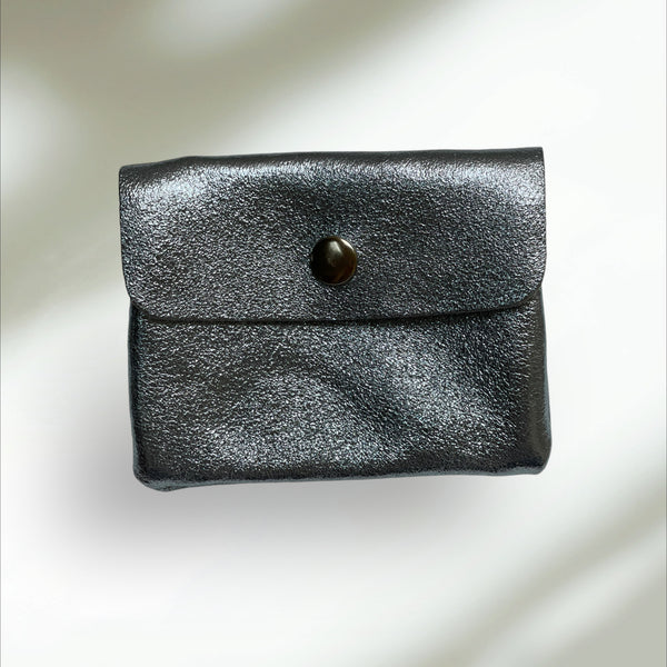 Mini Coin Wallet - Metalic Leather - Steel