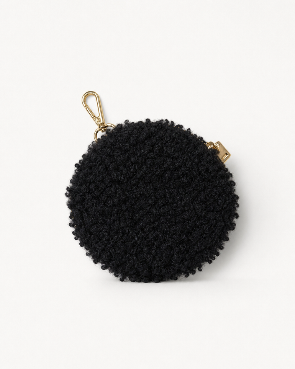 Soft teddy fabric coin wallet black in a stylish compact design for everyday essentials.