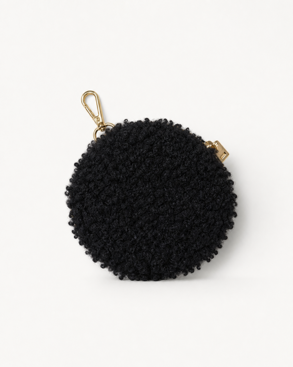 Soft teddy fabric coin wallet black in a stylish compact design for everyday essentials.