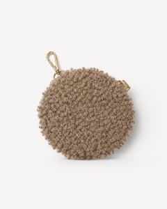 Soft teddy fabric coin wallet mocha in a stylish compact design for everyday essentials., view 1