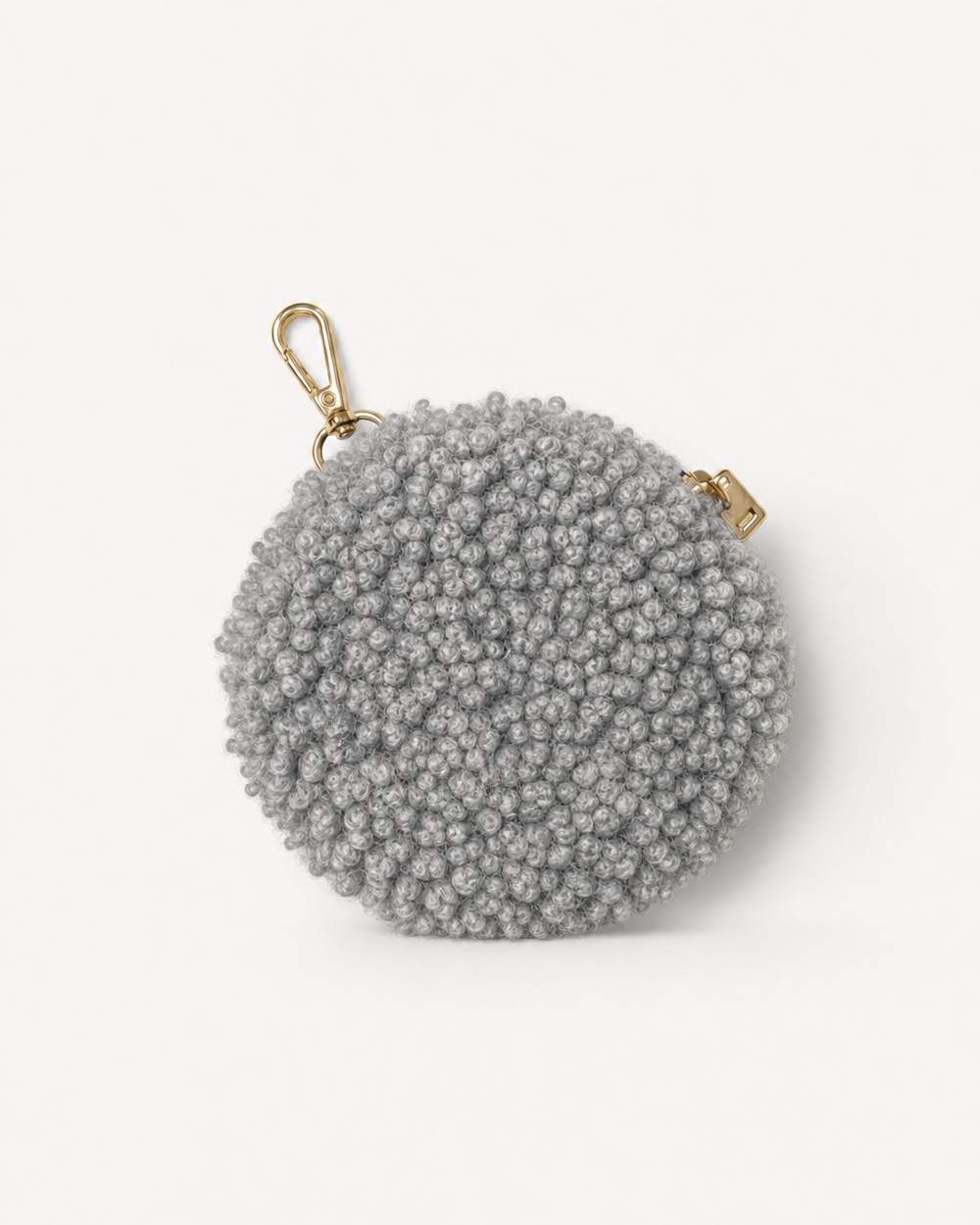 Soft teddy fabric coin wallet silver in a stylish compact design for everyday essentials.
