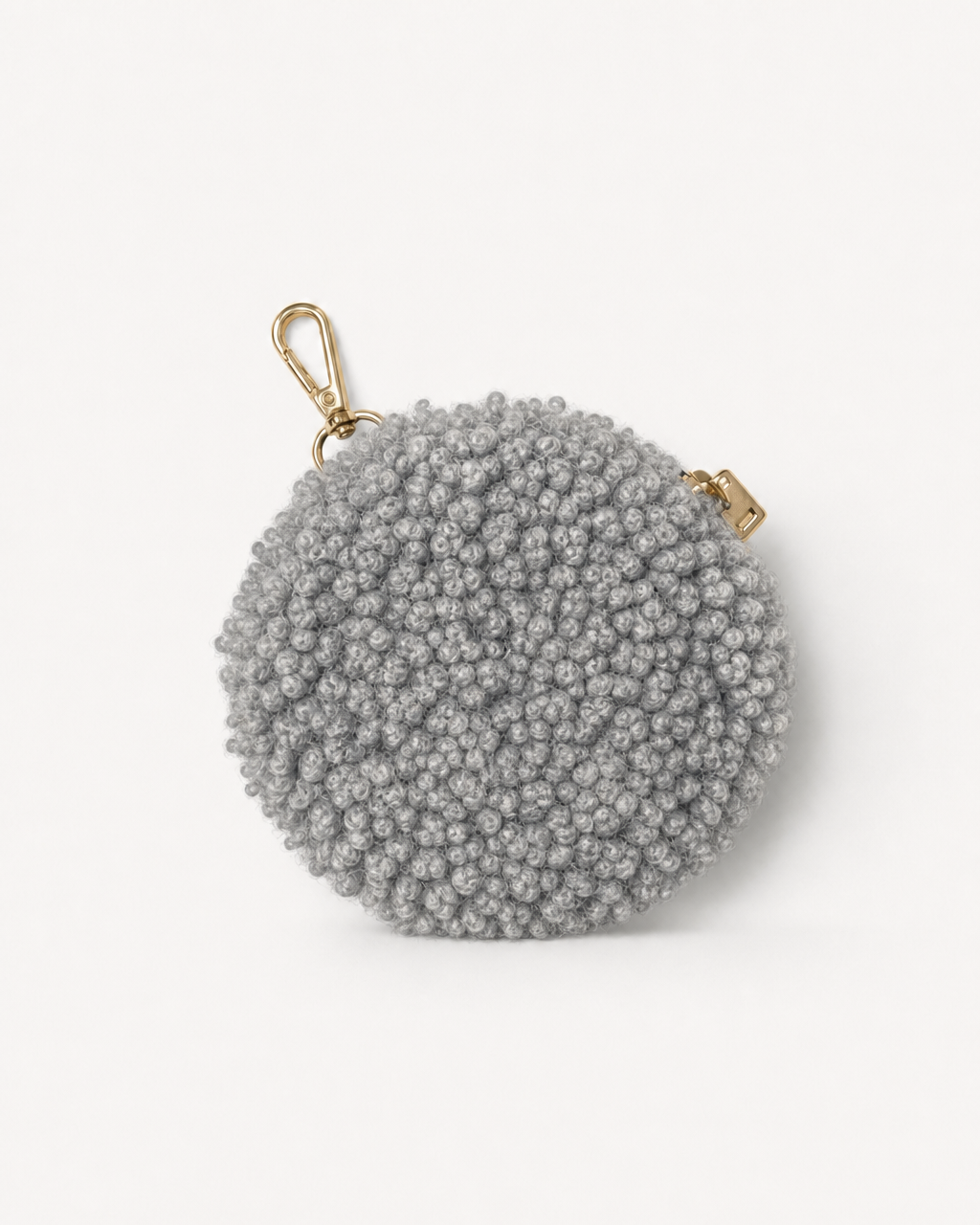 Soft teddy fabric coin wallet silver in a stylish compact design for everyday essentials.