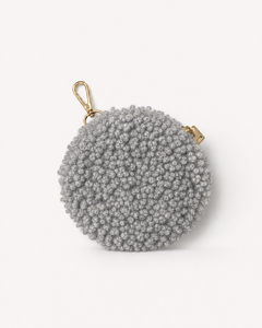 Soft teddy fabric coin wallet silver in a stylish compact design for everyday essentials., view 1