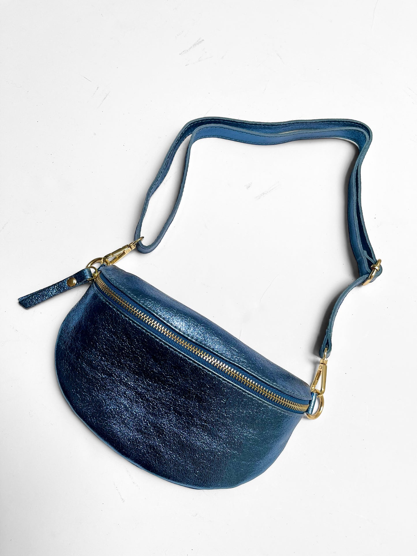 Fanny Bag - Metalic Leather - Indigo