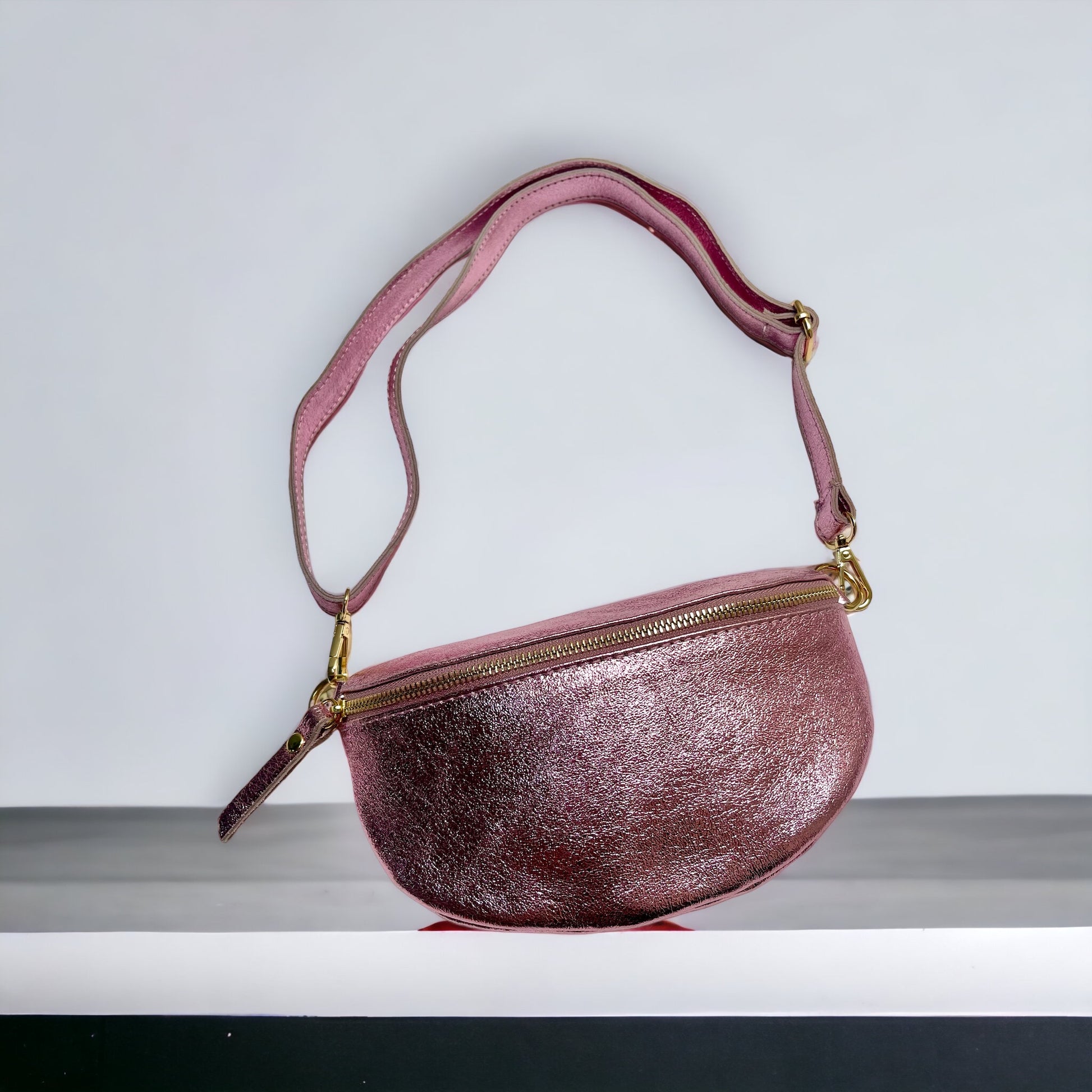 Fanny Bag - Metalic Leather - PInk 