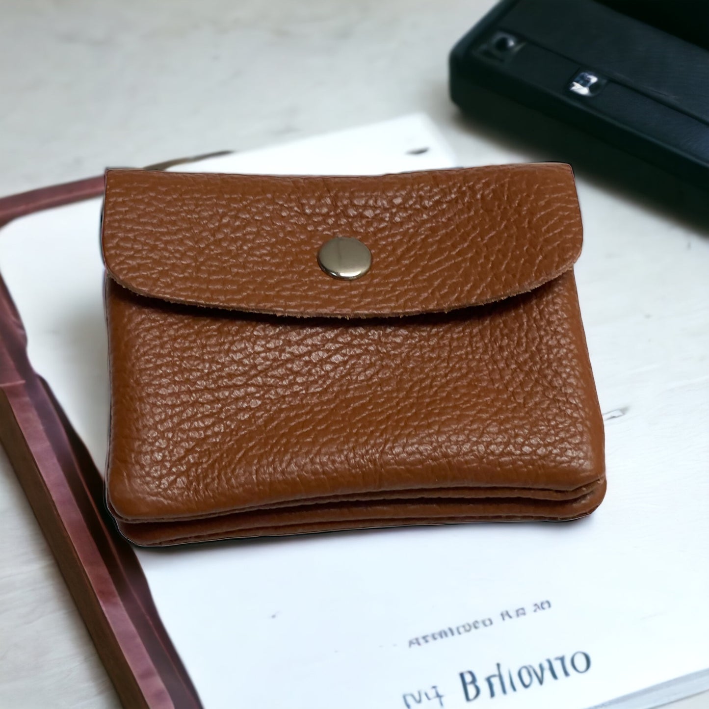 Mini Coin Wallet - Pebble Leather - Caramel