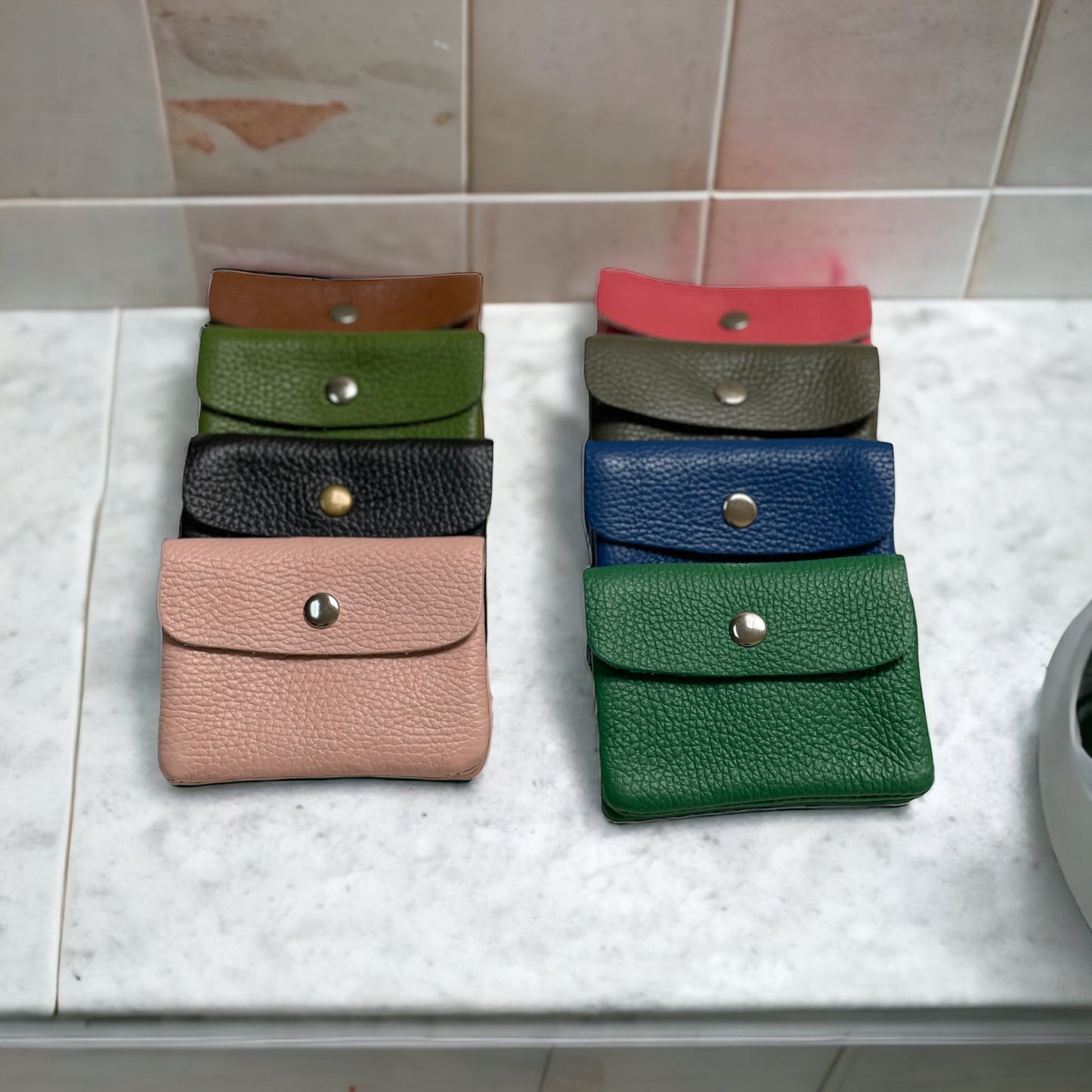 Mini Coin Wallet - Pebble Leather - Flamingo