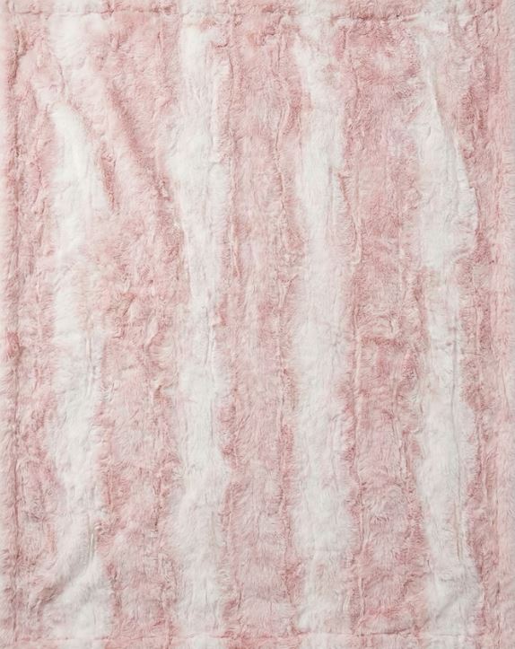 Siberian Leopard Throw in Cream & Blush, plush faux-fur blanket