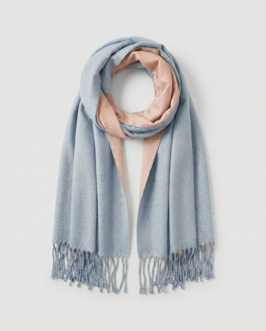 Light blue wrap with pink interior on a white background