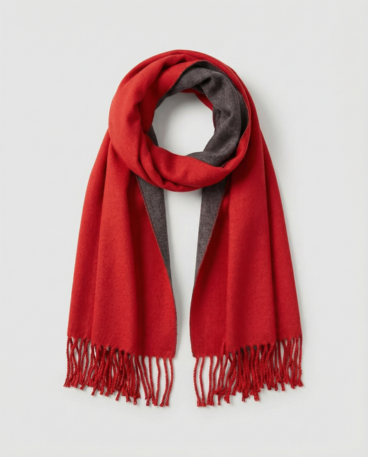 Red wrap with gray interior on a white background