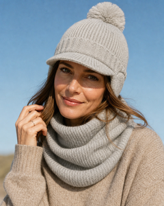 Chiara Hat & Neck Warmer - Silver, view 2
