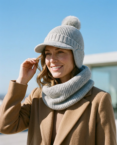 Chiara Hat & Neck Warmer - Silver, view 3