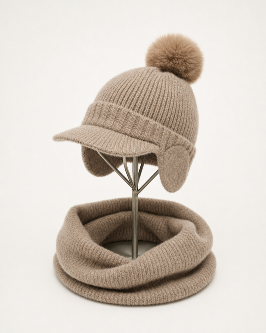 Chiara Hat & Neck Warmer – Taupe