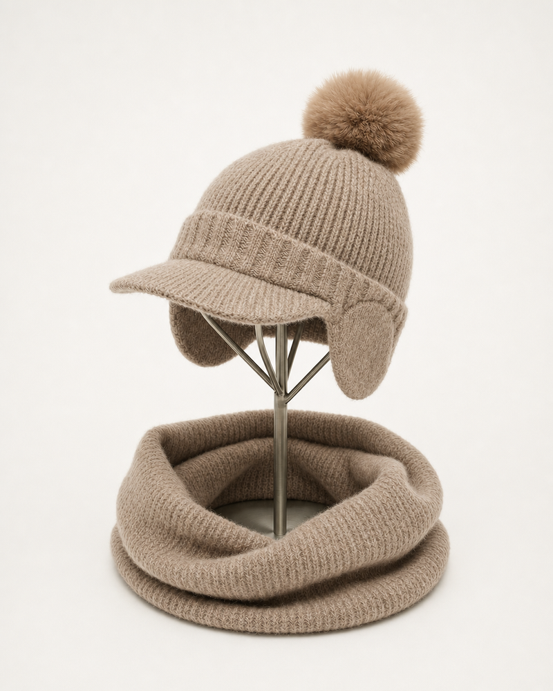 Chiara Hat & Neck Warmer - Taupe