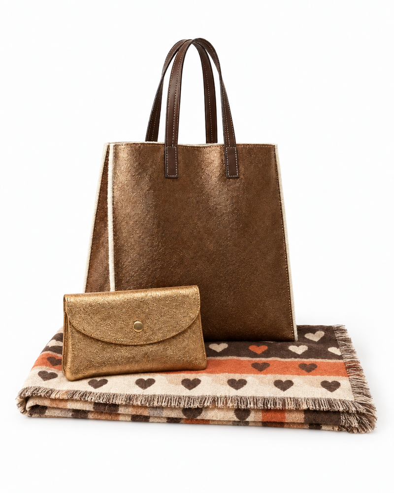 The Copper Glow - Tote, Wallet & Wrap Bundle