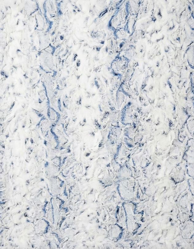 Rendezvous Throw in Navy & Cream, plush faux-fur blanket