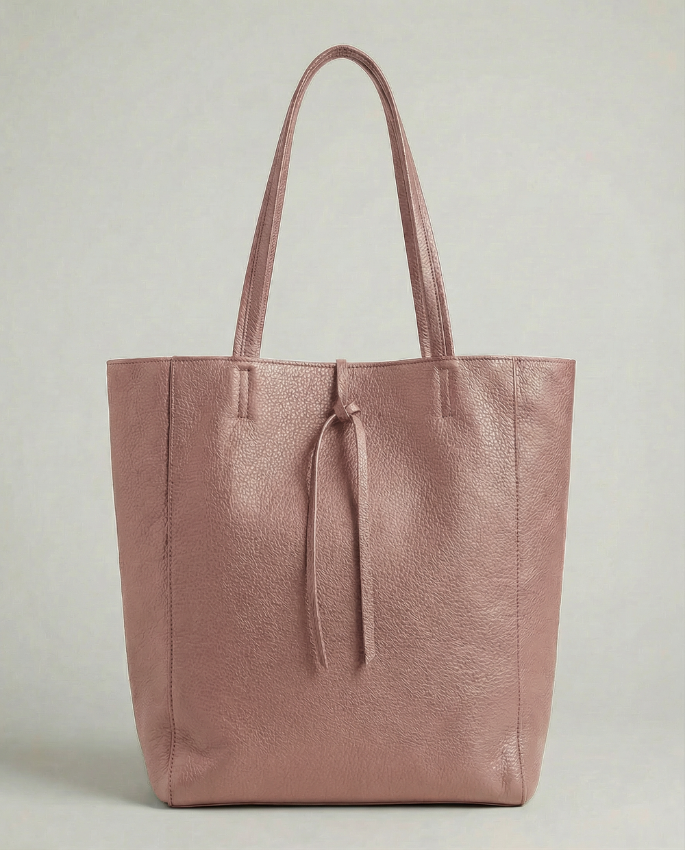 Dusty pink pebble leather tote bag available in Tote Bag and Mini Tote sizes. 