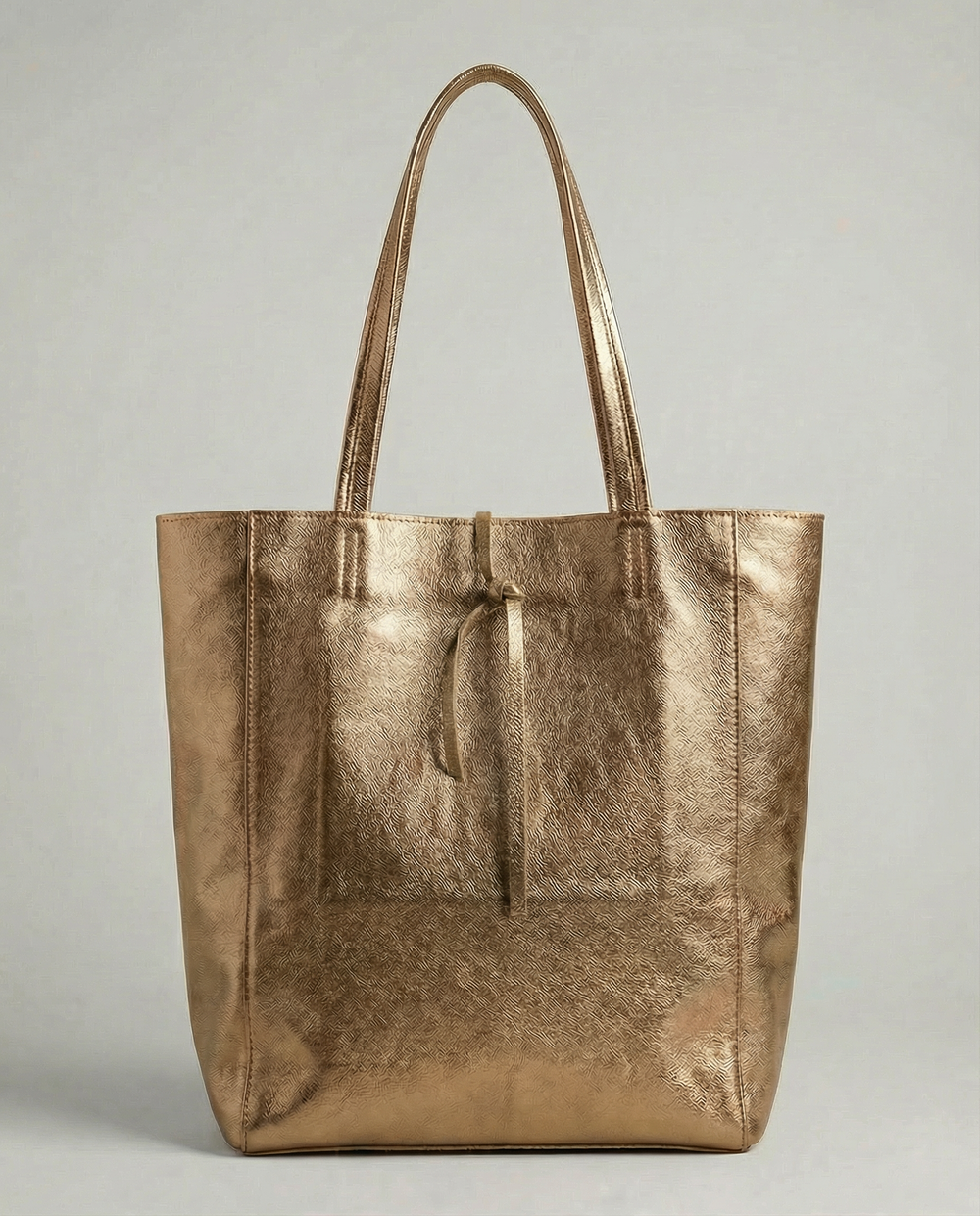 Antique Gold metallic leather tote bag available in Tote Bag and Mini Tote sizes. 