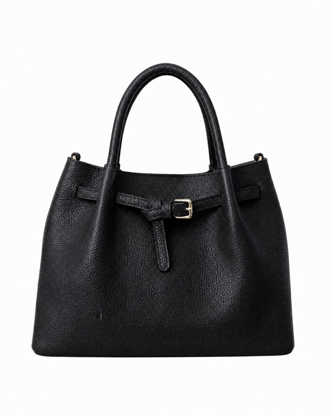 Belladonna structured tote in Nero black full-grain pebbled Italian leather by Tourance