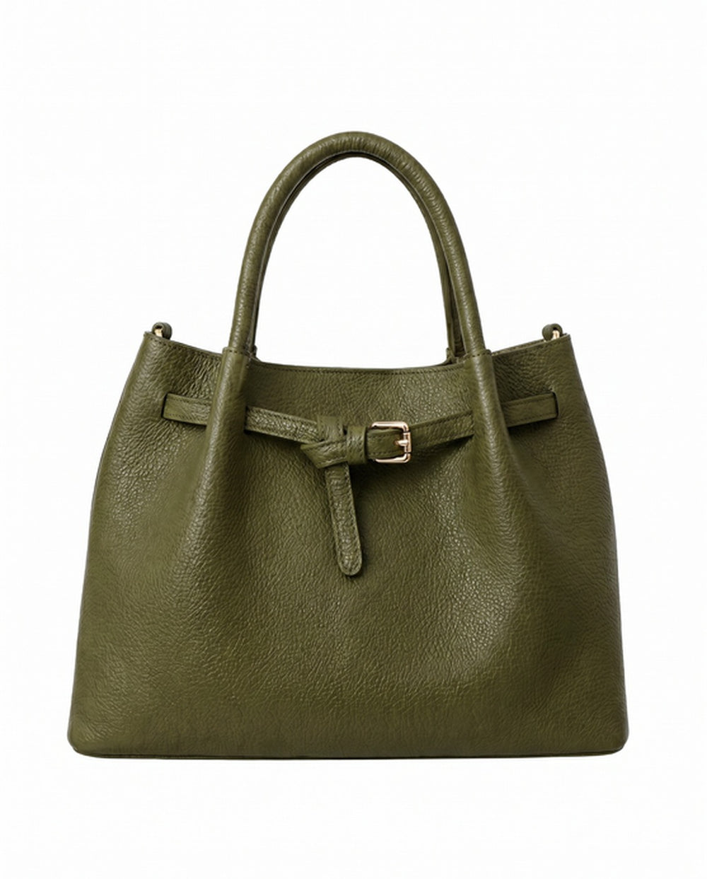 Belladonna structured tote in Olive full-grain pebbled Italian leather by Tourance