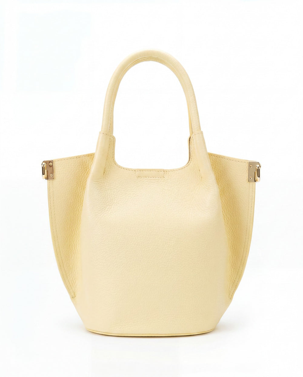 Luminara bucket tote in Burro full-grain pebbled Italian leather by Tourance