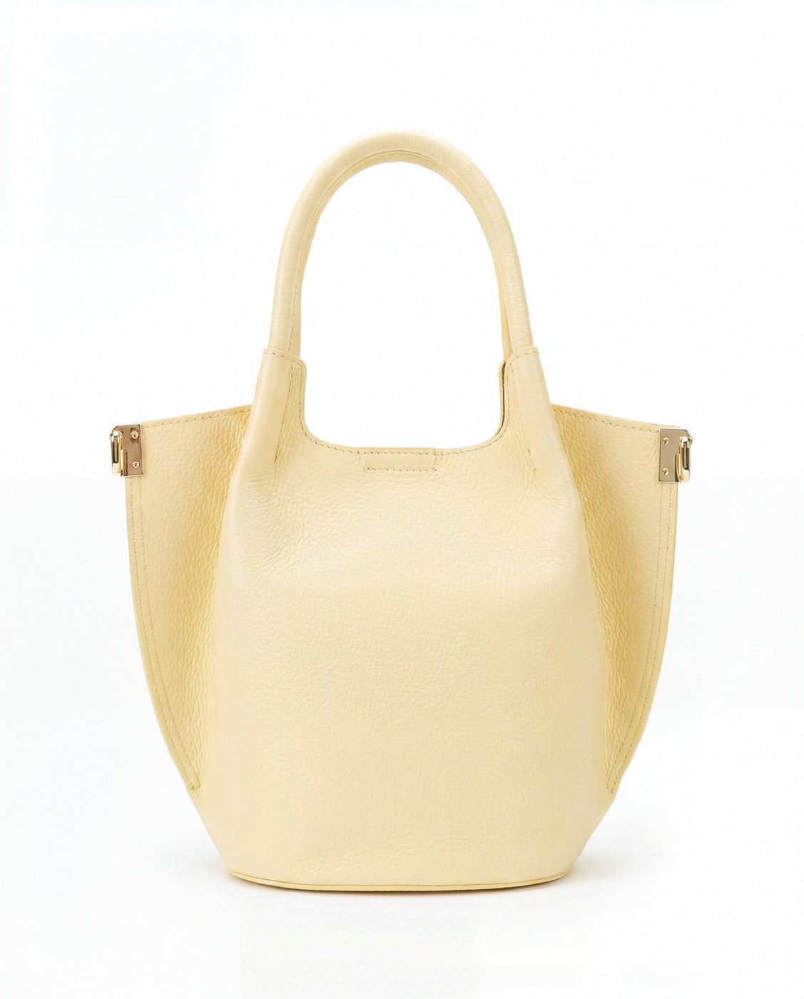 Luminara bucket tote in Burro full-grain pebbled Italian leather by Tourance