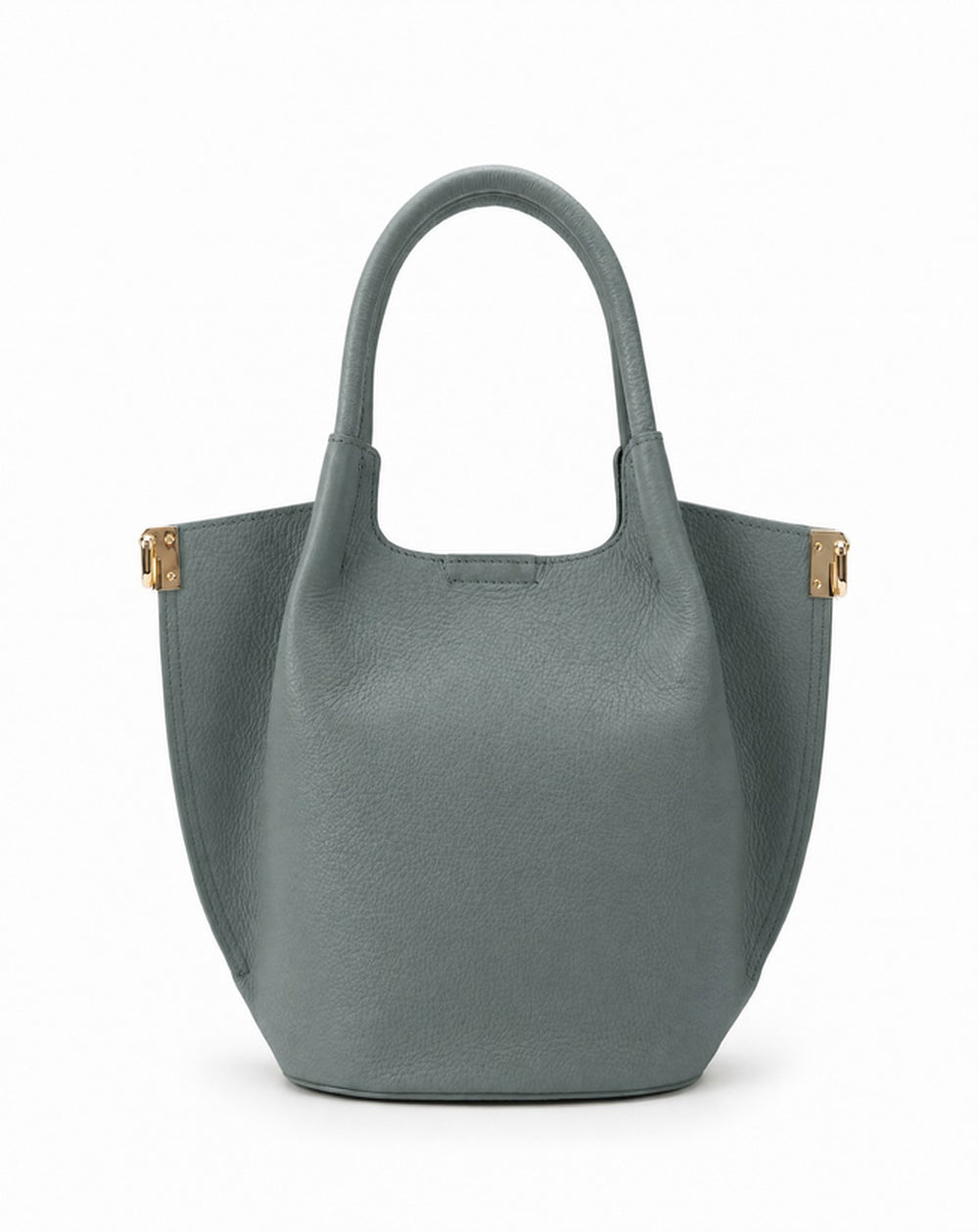 Luminara bucket tote in Slate Grey full-grain pebbled Italian leather by Tourance