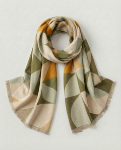 Wrap with geometric pattern on a light gray background, view 1