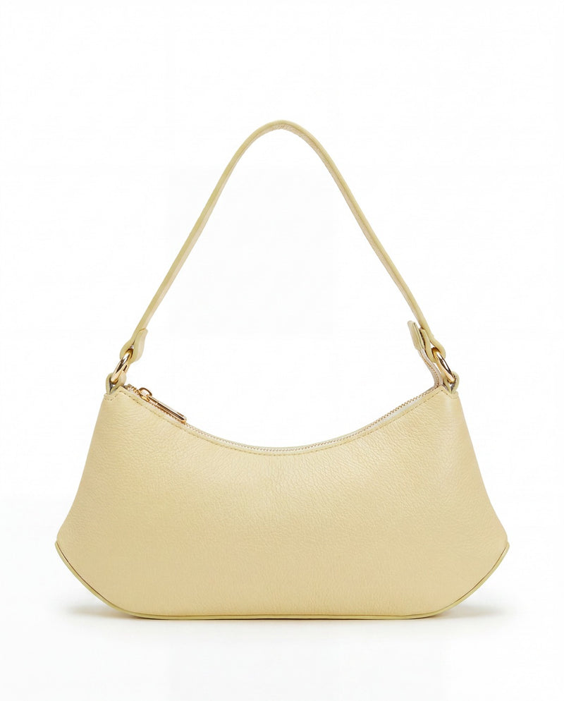 Seraphina curved shoulder bag in Burro full-grain pebbled Italian leather by Tourance