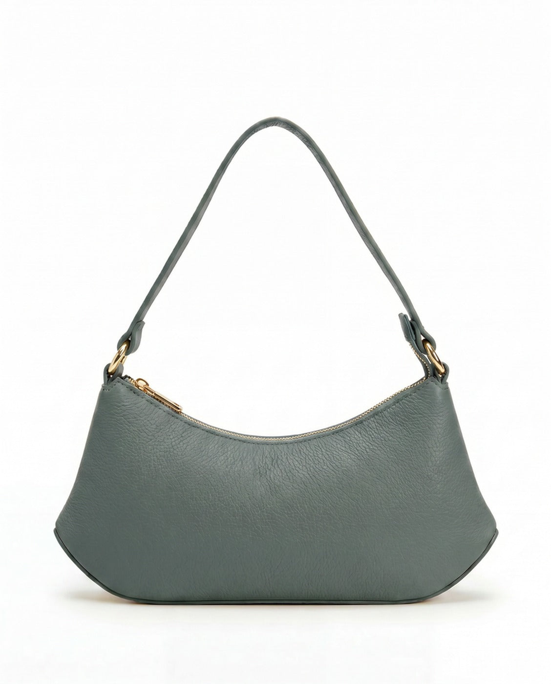 Seraphina curved shoulder bag in Slate Grey full-grain pebbled Italian leather by Tourance