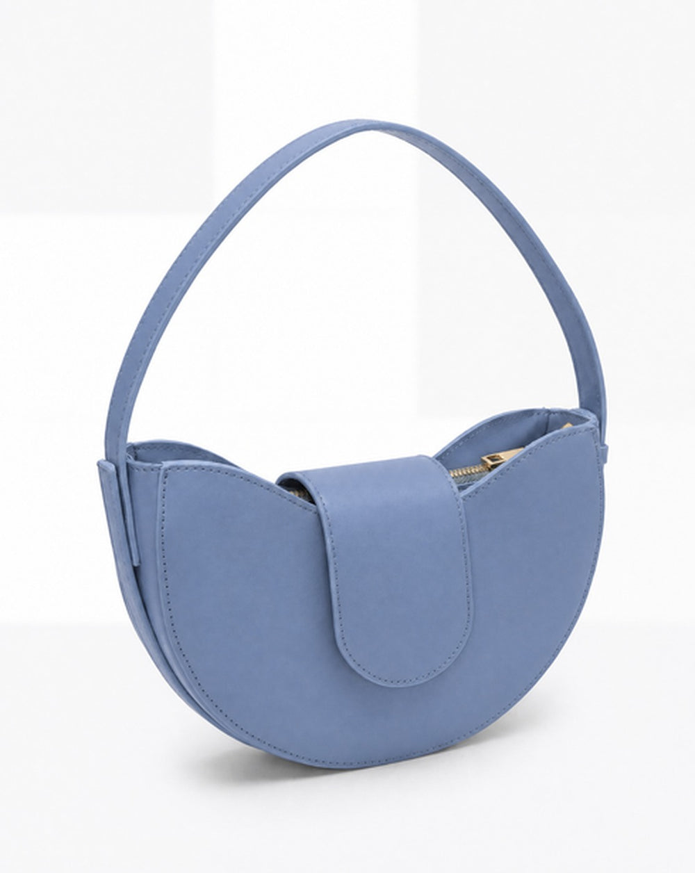 Sorella circle bag in Celeste light blue full-grain Italian leather by Tourance