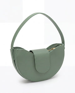 Sorella circle bag in Verde Salvia sage green full-grain Italian leather by Tourance, view 1