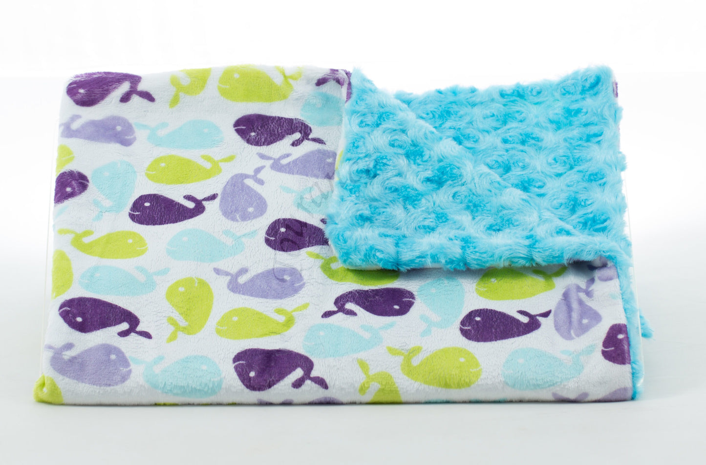 Whales Baby Blanket in Blue with Tourance watermark