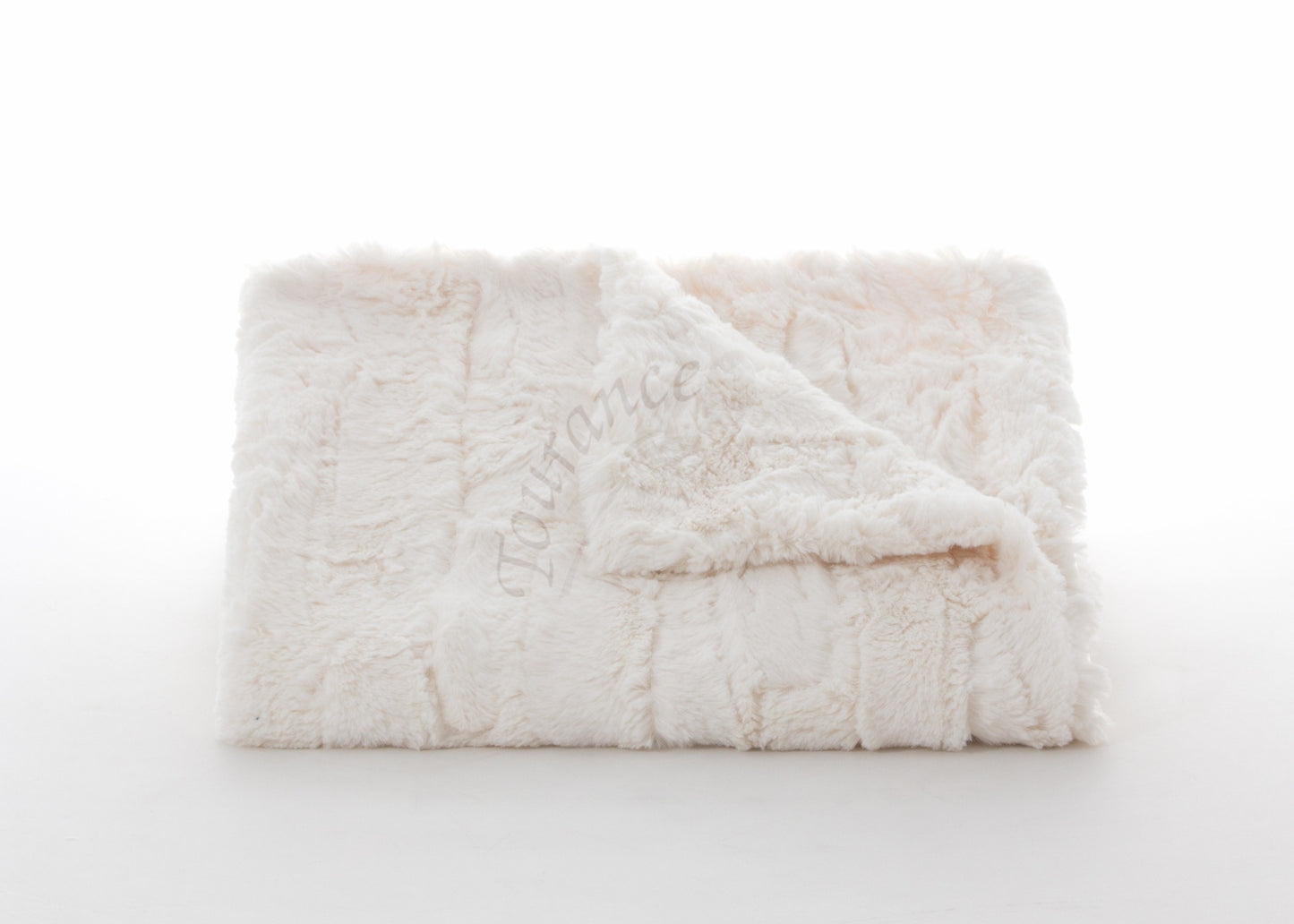 Lux Rabbit Baby Blanket in Ivory with Tourance watermark