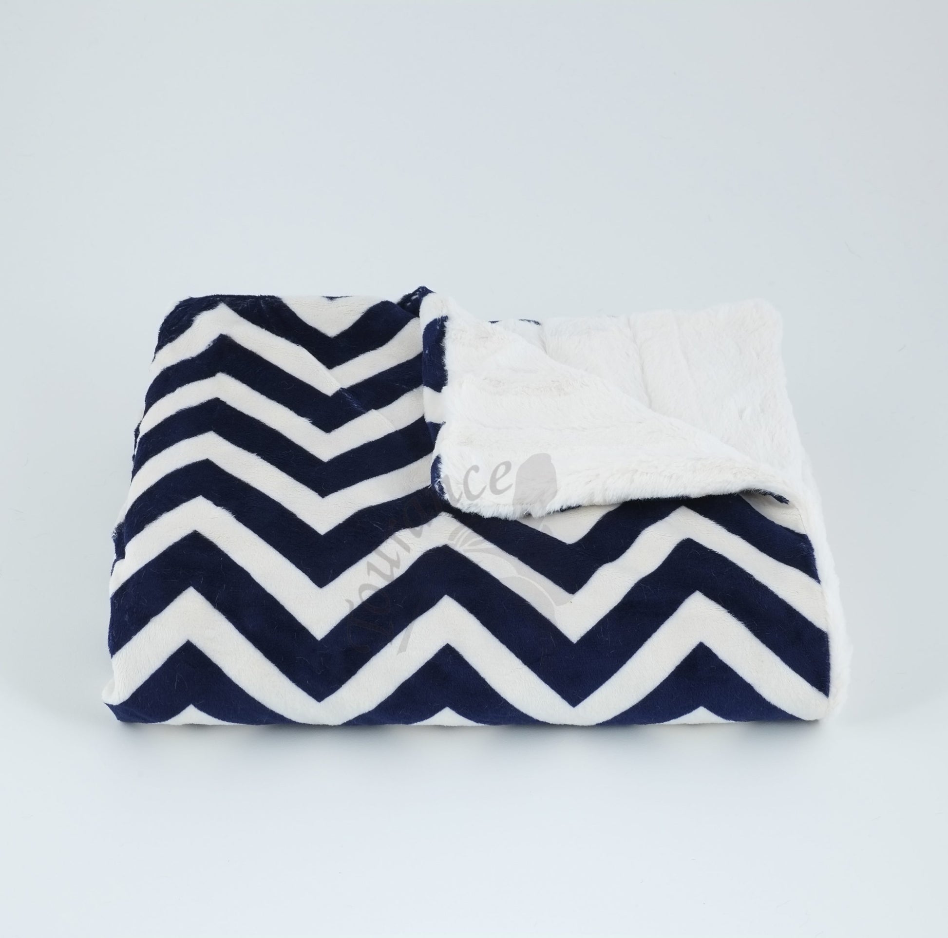 Chevron Baby Blanket In Navy & Ivory with Tourance watermark