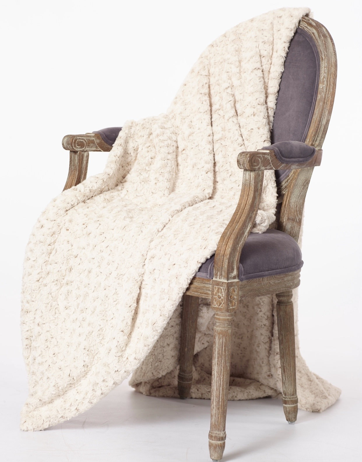 Rosebud Duotone Throw in Cream & Sahara Tourance