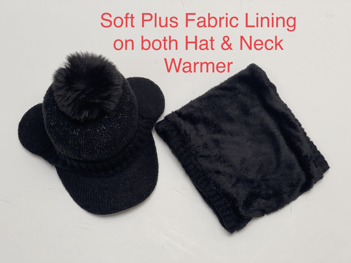 Soft Plus Fabric Lining on both hat and neck warmer