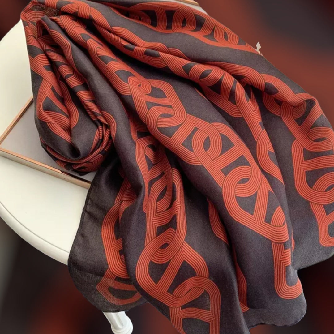 Dark Colored and Red Chain Pattern Annabelle Scarf