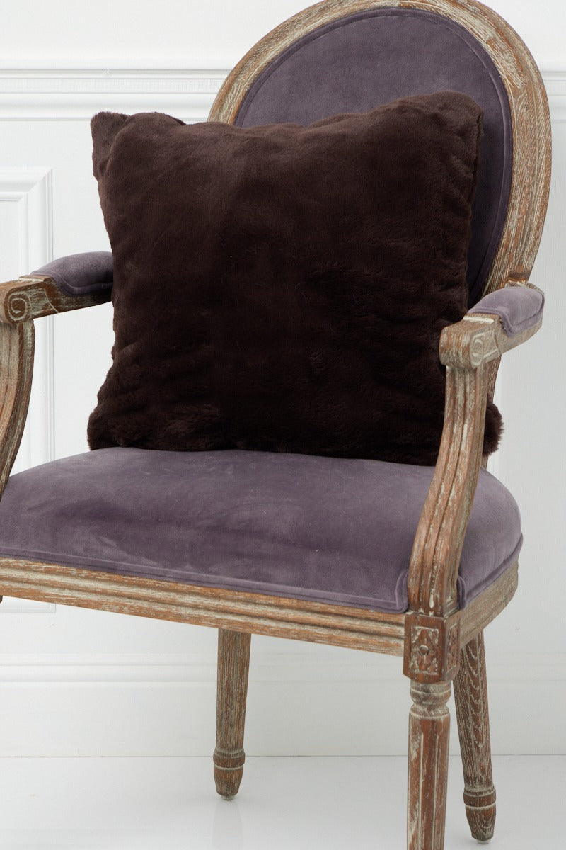 Florence Chocolate Pillow on Chair Display